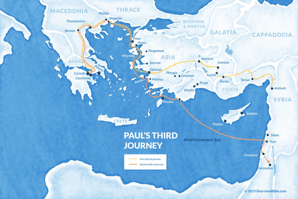 map of Paul's third missionary journey