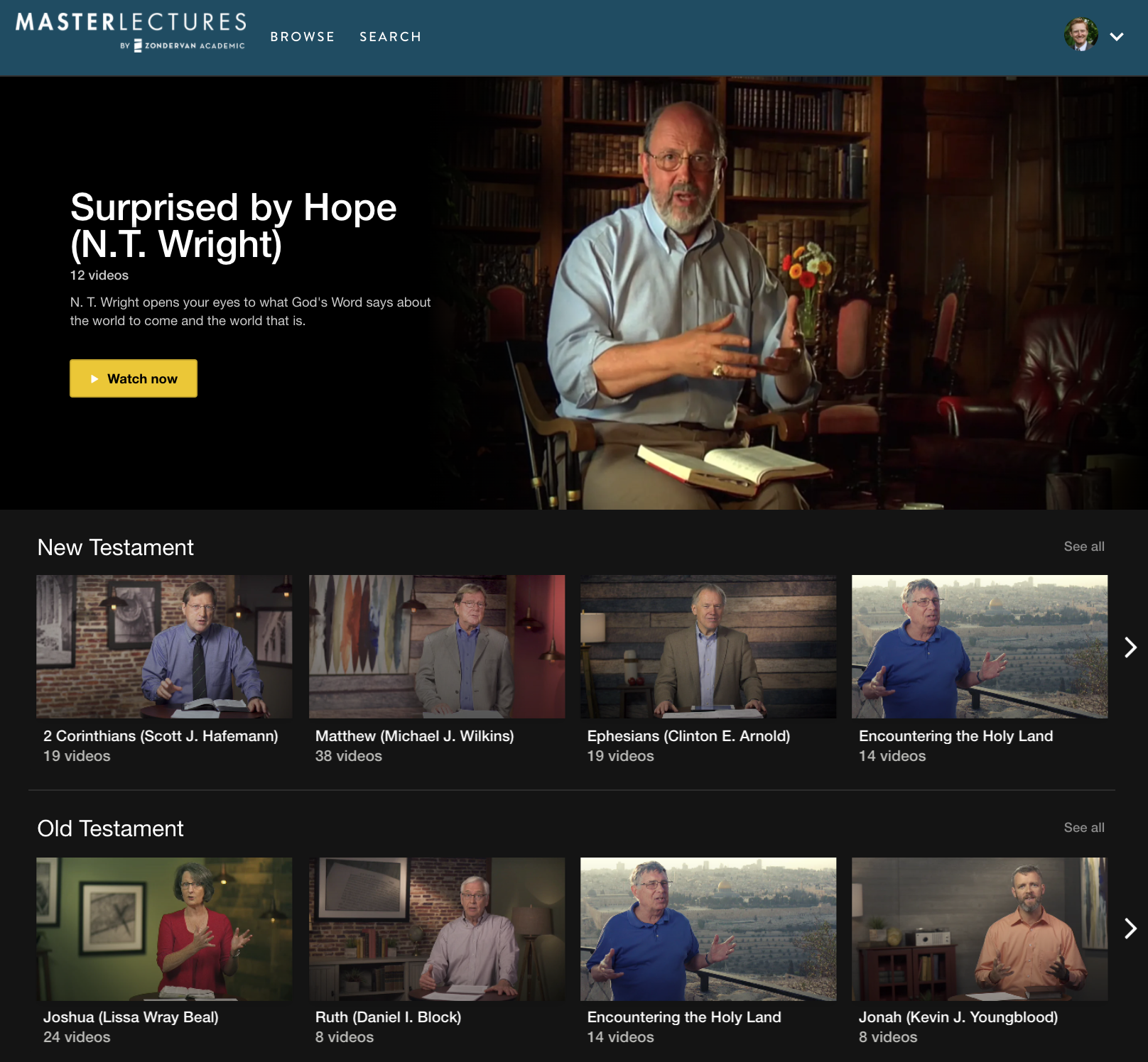 Screenhot of Zondervan MasterLectures interface